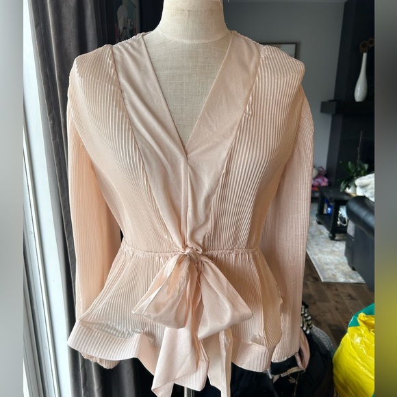 Gracia balloon sleeve blouse cream/blush size L new with tags - Picture 2 of 9